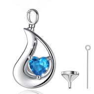 Eudora 925 Sterling Silver Water Drop Ashes Locket Pendant Necklace Cremation Memorial Ashes Urn Nec