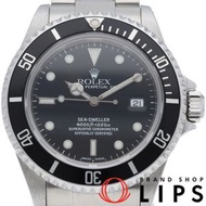 二手勞力士海使型16600(Y)腕錶，附原廠錶盒和保固卡，單節錶鍊，不鏽鋼男士腕錶，黑色錶殼，拋光處理，2002年產，品相極佳。