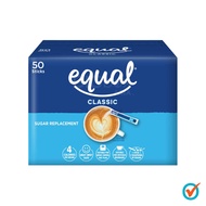 EQUAL CLASSIC 50 sticks, 0 Calorie Sweetener Sticks, Sugar Substitute Equal Sweetener