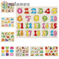 ADAMES Puzzle Hand Grab Board, 3D Montessori Wooden Puzzle Toys, Cognitive Jigsaw Cartoon Animal Ear