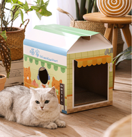 Ready Stock Cat Bed Japanese Pet House Rumah Kucing Corrugated Paper Scratching Board House Cat Condo Cat Tree 猫屋