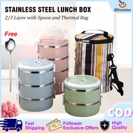 2/3 Layer Lunch Box for Students Stainless Steel Thermal Lunch Box Baunan Hot Food Bento Portable Ho