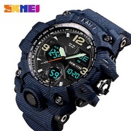 SKMEI戶外運動手錶男人5條軍事僞裝手錶防水雙重顯示手錶