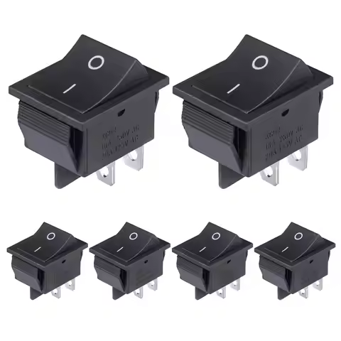 6PCS Rocker Switch DPST 40A 12V DC 4 Pin 2 Position Switch ON Off Toggle Switch 30A 250V AC 120V T12