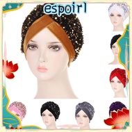ESPO Turban Hat Elegant Headscarf Glitter Sequins Hijab Chemo Cap