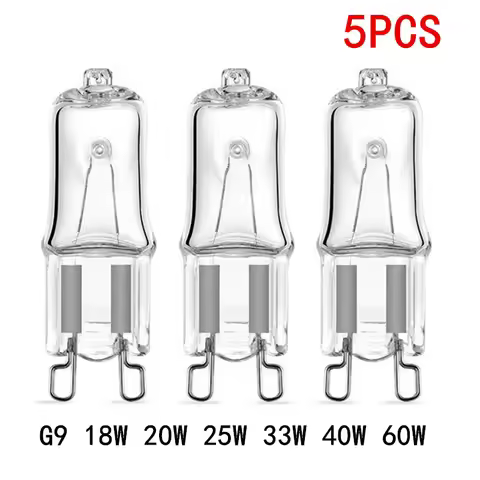 5PCS G9 220V 18w 25w 33w 40w 60w Pin Halogen Bulb High-voltage Plug-in Crystal Bulb Small Bulb Halog
