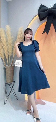 Đầm Midi đính nơ vai Bigsize Nữ 60kg đến 95kg