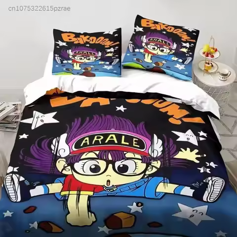 Cartoon DR S-Slump Arale Anime Bedding Set Printed Bed Set With Pillowcase Bed Duvet Cover Soft Quee