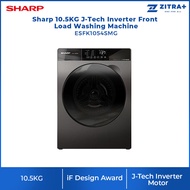 Sharp 10.5KG J-Tech Inverter Front Load Washing Machine ESFK1054SMG | J-Tech Inverter Motor | Overflow Control | Child Lock | Auto Restart | Heavy Wash | Anti-Rat Cover | Washing Machine with 2 Year General &amp; 3 Year Panel &amp; 10 Year Motor Warranty