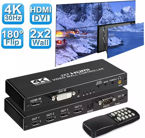 2x2 4 Screen HDMI DVI TV Video wall Controller Processor 1X2 1X4 1X3 3x1 4X1 multi video screen proc
