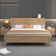 [SG SELLER ]  Mordern Ash Wooden Bed Frame Solid Wood Bed Frame Storage Solid Wooden Bed Frame Bed Frame With Mattress Queen and King Size