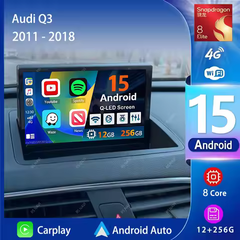 Android 15 Carplay Auto 2K Screen Car Radio Multimedia Player For Audi Q3 1 8U 2011 - 2018 DSP 2din 