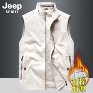 JEEP Jeep Cotton Vest untuk Lelaki, Musim Gugur dan Musim Sejuk 2023 Gaya Baharu, Rompi Tanpa Lengan