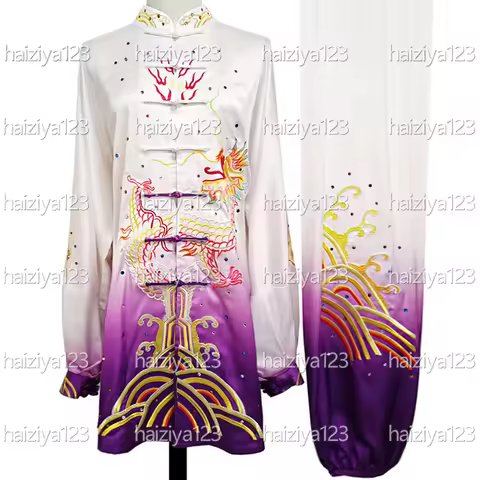 Embroidered Dragon Tai chi uniform Taiji competition clothing Kungfu clothes Extended style suit for