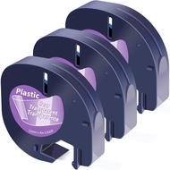 3 Pack Compatible Dymo Letratag Refills 16952 12267 S0721530 Plastic Black on Clear Label Tape use i