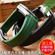 Rolex Watch Strap Rubber Black Green Water Ghost Waterproof Silicone Curved Interface 20 21mm Men