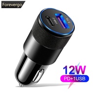 FOREVERGO 3.1A 15W USB+PD Metal Car Charger Aluminum Alloy Car Charger Mobile Phone Car Charger O5Z4