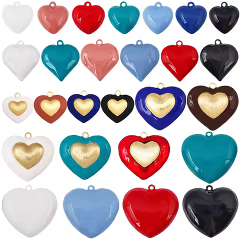 Paint Spray Red Pink Heart Focal Charm Pendant,Full Cubic Zirconia Real 18K Gold Plated Jewelry Neck