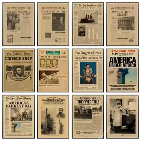 Retro Poster New York Times Newspaper Poster Daily News Canvas Poster Newspaper Poster Series Vintag