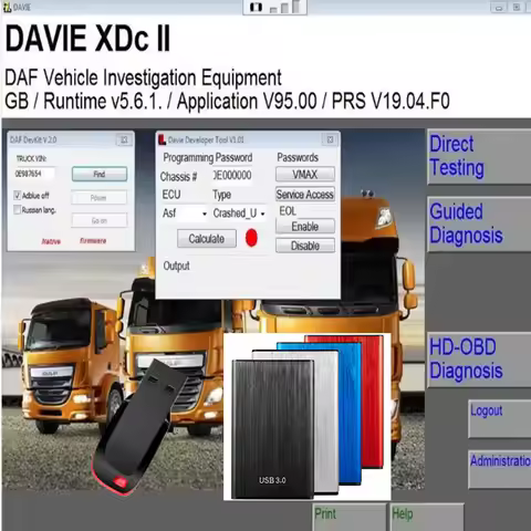Newest 2025 year DAF Davie Runtime 5.6.1 2019 for paccar and DAF engine diagnostic software
