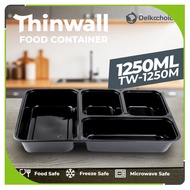 Thinwall Food Container Box Rectangle Black 4 Compartments 1250ml Delkochoice Plastic Food Container