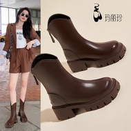 Martin Boots Women Thick Heel Chelsea Boots Women British Short Boots Thick-Soled Boots