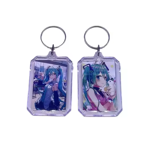 Cartoon Hatsune Miku Acrylic Keychain Character Ornament Key Bag Laser acrylic keychain student Pend