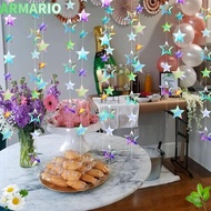 IARMARIOQR Paper Banner, Shiny Iridescent Circle Garland, Decoration Silver Paper /4M Length Iridesc
