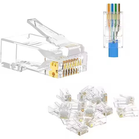 100Pcs CAT6 Connector Plugs RJ45 Network Cable Modular Pass Through CAT6 RJ45 Connector Plugs 8P8C A