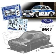 TeamC Ford Escort MK1 clear bodyshell 1/10 drift touring rally 190mm 257mm wheelbase