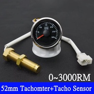 HD 0~3000 RPM 4000RPM 7000RPM 8000RPM 52mm Tachometer +Tacho Sensor Car Marine Outboard Diesel Engin