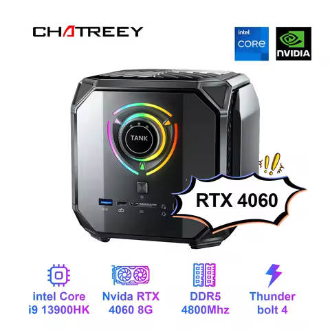 Chatreey TANK Mini PC Intel Core i9 13900HK i7 With Nvidia 4060 8G Gaming Desktop Computer PCIE 4.0 