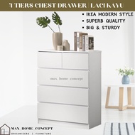 4 TIER 5 COMPARTMENTS WHITE CHEST DRAWER | LACI KAYU | IKEA STYLE | LACI BAJU | DRAWER CABINET | LACI PUTIH