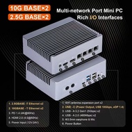 4 NICs Solid Metal Firewall PC Intel i3-N305 N150 2*10G 2*2.5G RJ45 LANs DDR5 2*NVMe NAS Mini PC Pro