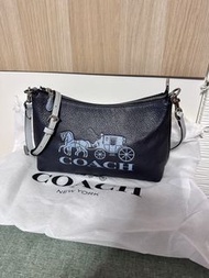 Coach經典馬車牛革斜背包（藍）90%new
