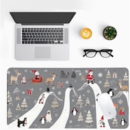 Christmas Winter Fun Desk Mat for Women - Festive Snowman Office Desk Pad with Non-Slip PU Leather,C