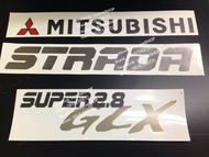 สติ๊กเกอร์ดั้งเดิมติดท้ายรถ MITSUBISHI STRADA คำว่า MITSUBISHI STRADA SUPER2.8 GLX ติดรถ แต่งรถ มิตซูบิชิ สตราด้า sticker