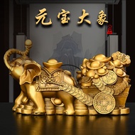 Brass elephant pulling ingot ornaments elephant pulling cornucopia Ruyi Elephant Fuxiang H Brass Ele