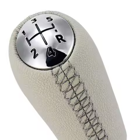 M93K-Gear Shift Knob 5Speed Leather MT Gear Shifter Pen Head Ball Beige For Renault Megane II MK2 Sc