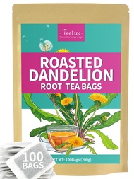 TeeLux Roasted Dandelion Root Tea Bags, Premium Natural Dandelion Root Herbal Tea, Caffeine Free, 1