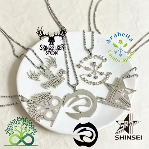 Custom Logo Photo Necklace Personalized Simple Stainless Steel Prevent color fading and fading Penda