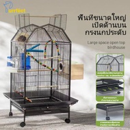 พร้อมส่ง🦜กรงนกขนาดใหญ่ 103*46*46cm กรงนกที่มีล้อ กรงนก ฟอพัส กรงชูการ์ กรงนก กรงนกแก้ว กรงนก19ซี่ ถา