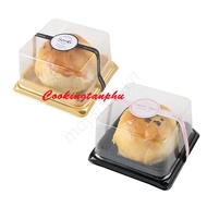 100 PLASTIC CAKE BOXES 50 - 80 GRAMS SQUARE XY65S BLACK & Yellow 7 cm x 7 cm x 4 cm