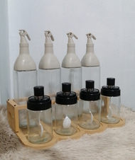 9-in-1 Aesthetic High Quality Seasoning and Condiments Bottle Glass Jar Storage Organizer Set