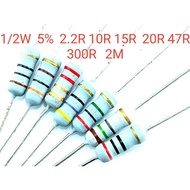 Jiado Resistor 1/2W 5% 2.2 ohm 10ohm 15ohm 20ohm 47ohm 100ohm 300ohm 330ohm 2Mohm Metal Oxide Film R