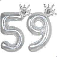 59 Balloon Numbers 40 inch Silver Number Balloon for 59th Birthday Decorations for Men Women, Giant 