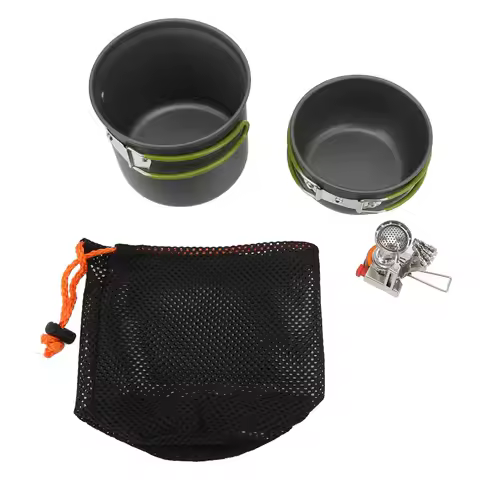 Alumine Camping Cooking Set High-Efficiency With Handle Camping Cookware Set Lightweight Portable Po