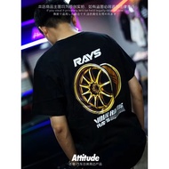 2025 New Japanese JDM Modified Car RAYS Wheels CE28N TE37 Cotton Heavy Short-sleeved T-shirt Round N