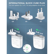 for LDNIO A3511Q A3513Q A2423C A2425C A2522C 65W Charger worldwide UK 3 PIN EU US CN Japan AU NZ 2 P