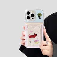 Rainbow เคสลาย น้องหมา เคสใสลาย เคสนิ่ม เคสลายมีช่องใส่บัตร สำหรับไอโฟน7plus 8plus i11 XR i12 proMax